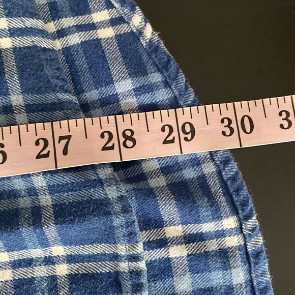 Boston Traders Plaid Flannel Shirt Sz. Small Button Front Down Blue White - Picture 9 of 9
